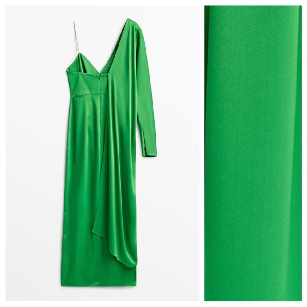 Green silk one should dress - Picture 4 of 9